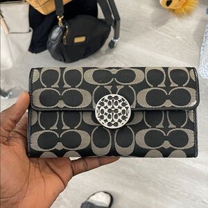 Coach Black and Gray Signature Clutch